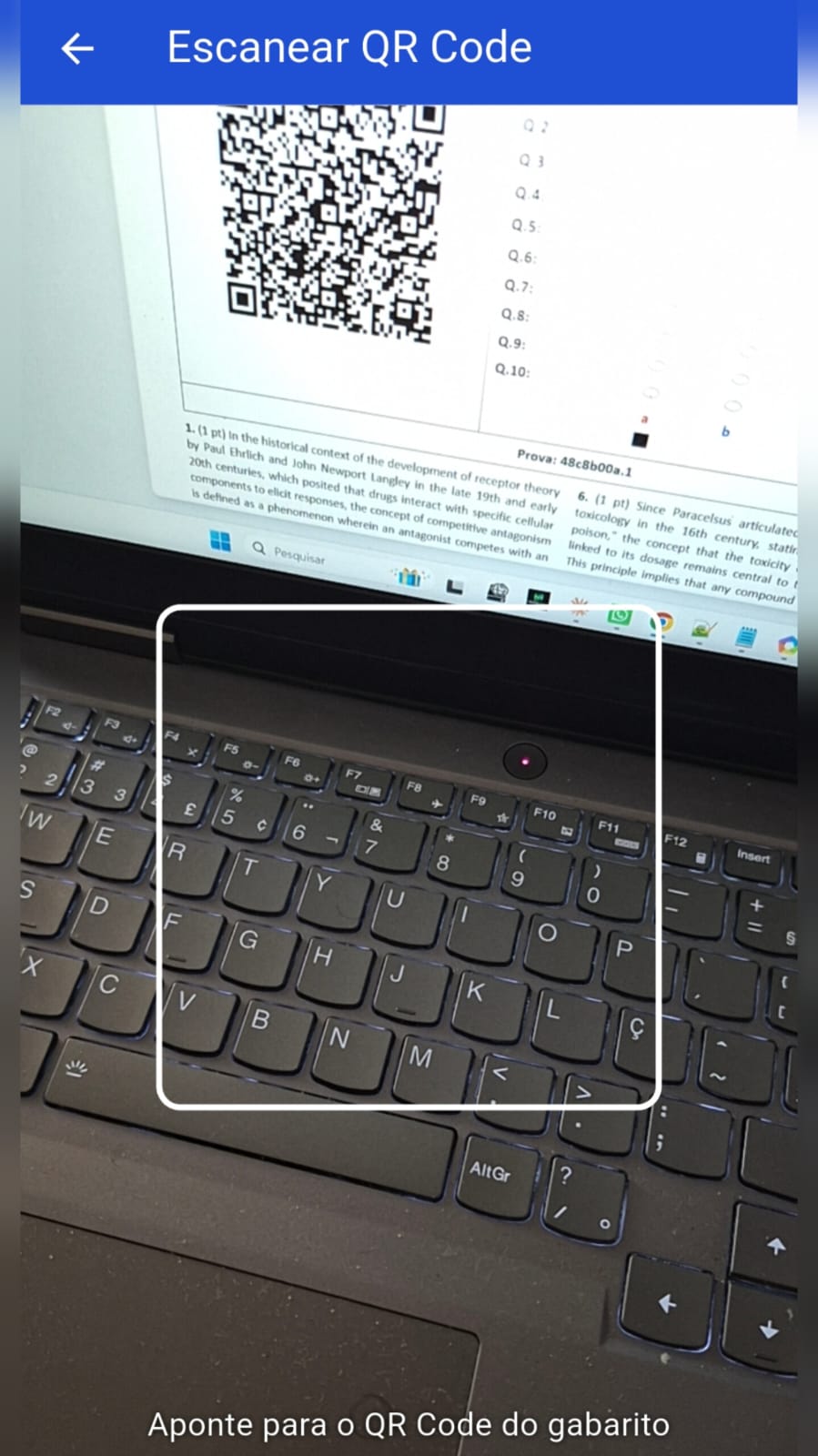 Active camera scanning answer sheet